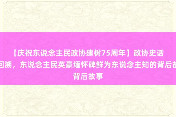 【庆祝东说念主民政协建树75周年】政协史话 ｜回溯，东说念主民英豪缅怀碑鲜为东说念主知的背后故事