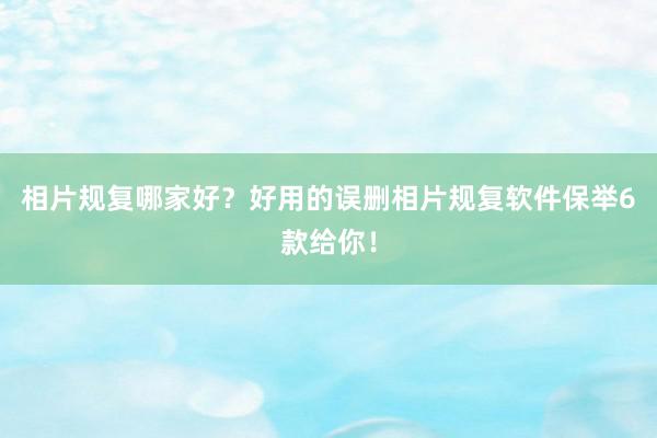 相片规复哪家好？好用的误删相片规复软件保举6款给你！