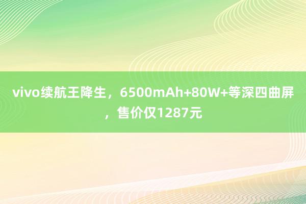 vivo续航王降生，6500mAh+80W+等深四曲屏，售价仅1287元